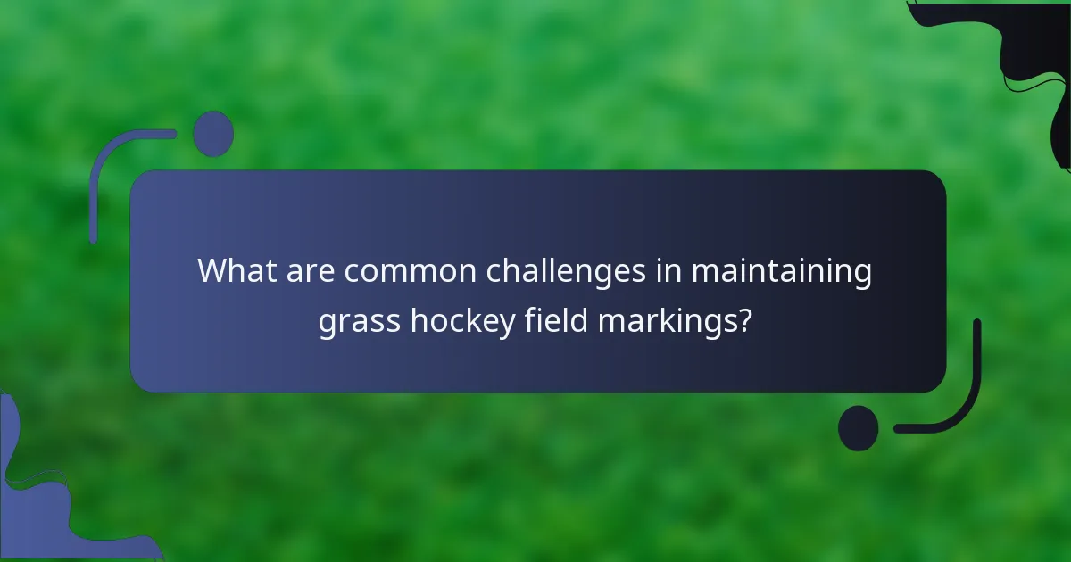 What are common challenges in maintaining grass hockey field markings?