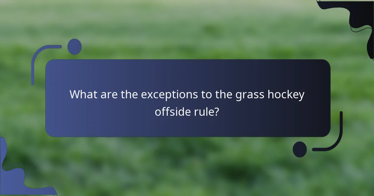 What are the exceptions to the grass hockey offside rule?